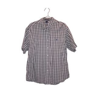 US polo association two tone blue button up shirt size large short sleeve